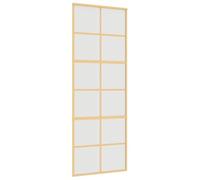 Porte Coulissante Doré 76x205 cm Verre ESG Dépoli et Aluminium | Verre ESG dépoli, cadre aluminium, mécanisme tampon, butoir silencieux, intérieur moderne, kit quincaillerie séparé