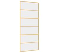 Porte Coulissante Doré 90x205 cm Verre ESG Clair et Aluminium | Panneaux verre transparent, cadre aluminium, butoir silencieux, design fin minimaliste, kit quincaillerie requis