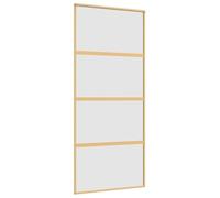 Porte Coulissante Doré 90x205 cm Verre ESG Dépoli et Aluminium | Verre dépoli, cadre en aluminium, design fin, ouverture silencieuse, butoir de porte, aspect moderne et minimaliste