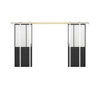 Vente-unique - Porte coulissante double atelier avec systéme à galandage - Noir et verre trempé - 2 x H205 x L63 cm - ARTISTO II