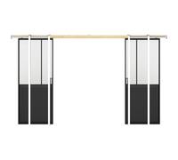 Porte coulissante double atelier avec système à galandage - Noir et verre trempé dépoli - 2 x H205 x L83 cm - ARTISTO II
