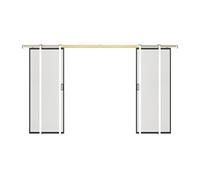 Porte coulissante double avec système à galandage - aluminium et verre trempé dépoli - 2 x H205 x L93 cm - LINCI II