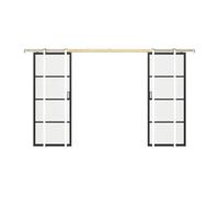 Porte coulissante double avec système à galandage - aluminium et verre trempé transparent - 2 x H205 x L93 cm - SINCA II