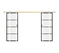 Porte coulissante double avec système à galandage - aluminium et verre trempé transparent - 2 x H205 x L73 cm - SINCA II