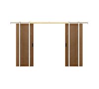 Porte coulissante double avec système à galandage en MDF et bois - naturel foncé - 2 x H205 x L83 cm - SANDORA