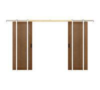Porte coulissante double avec système à galandage en MDF et bois - naturel foncé - 2 x H205 x L83 cm - SANDORA