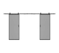Porte coulissante double avec système en applique - aluminium et verre trempé fumé - 2 x H205 x L93 cm - LINCI II