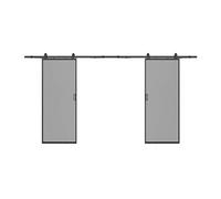 Porte coulissante double avec système en applique - aluminium et verre trempé fumé - 2 x H205 x L93 cm - LINCI II