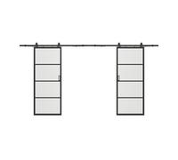 Porte coulissante double avec système en applique - aluminium et verre trempé transparent - 2 x H205 x L93 cm - SINCA II