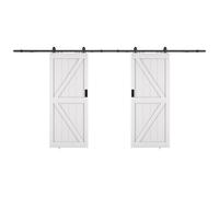 Porte coulissante double avec système en applique - Bois et MDF - blanc - 2 x H205 x 93 cm - NEFARA