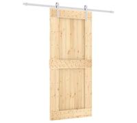 Porte Coulissante en Bois de Pin Massif, Naturelle et Blanche, 90 x 210 | Bois de pin massif, rail acier durable, glisse fluide, gain de place, entretien facile, style moderne, intérieur urbain