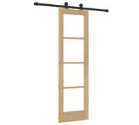 Porte coulissante en bois massif de pin et verre, 61 x 198,5 cm | Rail coulissant inclus, butées de porte, utilisation intérieure, structure durable, glissement silencieux, design moderne