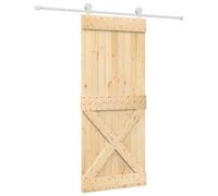 Porte Coulissante en Pin Massif 85 x 210 cm, Finition Naturelle Et Blanche | Rail acier durable, glissement fluide, design gain de place, entretien simple, idéale petite pièce