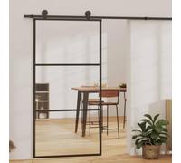 Porte coulissante en verre trempé avec cadre en aluminium et ferrure, 102 x | Verre ESG, amortisseur Soft Stop, kit de ferrures inclus, acier revêtu par pulvérisation, pour pièces claires