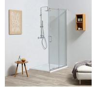 PORTE COULISSANTE ET VERRE FIXE POUR CABINE DE DOUCHE 70-80 CM 4 MM LEO