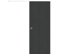 Porte Coulissante Grey OAK H204 x L83 + Rail alu Bandeau Blanc et Coquilles