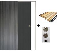 Porte Coulissante Grey OAK H204 x L93 + Systeme de Galandage et kit finition inclus (coquille et tire doigt)