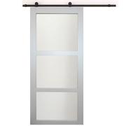 Porte Coulissante Greyria Gris Clair Vitrée H204 X L83 Cm, Rail Roulettes Gd Menuiseries
