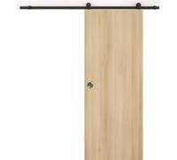 Porte Coulissante Honey OAK H204 x L83 + Rail a roulettes Noir et Coquilles