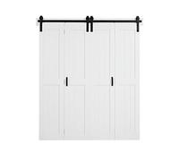 VEVOR Porte Coulissante Intérieure 182,9x213,4 cm, Porte de Grange Pliante en MDF, pour Séparation de Pièce Chambre Salon Placard, Quincaillerie Incluse, Compact, Panneaux Pré-assemblés, Blanc