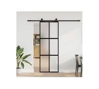 vidaXL Porte coulissante avec ferrure noire 76x205 cm verre trempé
