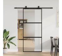 vidaXL Porte coulissante avec ferrure noire 102,5x205 cm verre trempé
