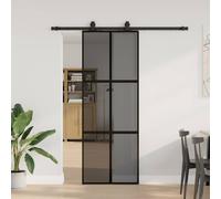 vidaXL Porte coulissante avec ferrure noire 90x205 cm verre trempé