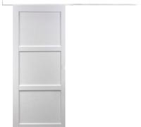 Porte Coulissante Korya Blanc 3 panneaux H204 x L93 + Rail Alu bandeau blanc