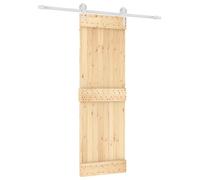 Porte coulissante moderne, système supérieur silencieux, bois de pin massif, rail acier poudré, gain de place, 70 x 210 cm, intérieur, Naturel et B...