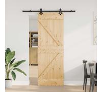 Porte coulissante vidaXL NARVIK, finition naturelle et noire, 100 x 210 cm (213,5 cm)