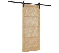 Porte coulissante naturelle 86 x 198,5 cm en pin massif | Gain de place, rail en acier revêtu par pulvérisation, mécanisme coulissant sur le dessus, facile d'entretien