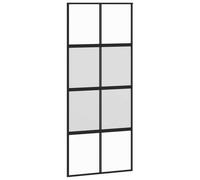 Porte Coulissante Noire 90x205 cm Verre Trempé Aluminium | Verre mat et transparent, cadre aluminium fin, butoir silencieux, design minimaliste, intérieur