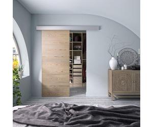 Porte coulissante - Noisetier - H 204 x P 3,8 x L 93 cm - Non pré-percée