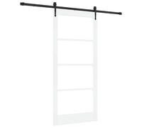 Porte coulissante ORKDAL 93 x 202 cm en bois massif de pin et verre blanc | Kit de matériel inclus, mécanisme coulissant doux, forme rectangulaire, style minimaliste, facile d'entretien avec un chiffon