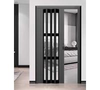Porte coulissante pliante en PVC pour chambre à coucher, couloir, séparateur de pièce et garde-manger, noir, 60x80in / 152,5 x 203 cm