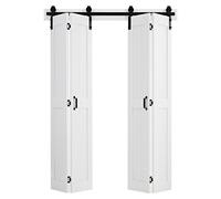 Porte coulissante pliante SucceBuy de style porte de grange, 1524 x 2134 mm, en MDF, avec kit de quincaillerie, cadre en H peu encombrant et panneaux pré-assemblés, porte coulissante pliante pour cham