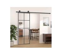 vidaXL Porte coulissante noire 76x205 cm verre ESG et aluminium