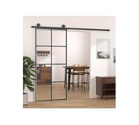 vidaXL Porte coulissante noire 90x205 cm verre ESG et aluminium