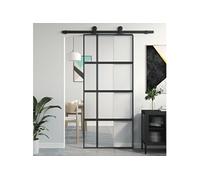 vidaXL Porte coulissante noire 90x205 cm verre trempé et aluminium