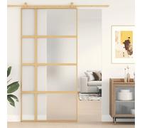 vidaXL Porte Coulissante, Porte Suspendue avec Butoir, Porte avec Panneaux Grange Cuisine Maison Intérieur, Doré Verre Dépoli et Aluminium