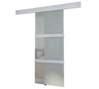 Porte Coulissante Verre et Aluminium 178 cm Argenté | Rail aluminium,3 verres,bande de ,guide inférieur,2 butées,2 kits de montage,2 connecteurs