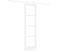 Porte coulissante vidaXL, 61 x 198,5 cm, en bois massif de pin et en verre, de couleur blanche