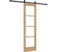 Porte coulissante vidaXL, 61 x 198,5 cm, en bois massif de pin et en verre, finition naturelle