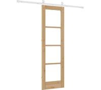 Porte coulissante vidaXL, 61 x 198,5 cm, en bois massif de pin et en verre, finition naturelle