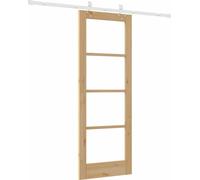 Porte coulissante vidaXL, 73,5 x 198,5 cm, en bois massif de pin et en verre, finition naturelle