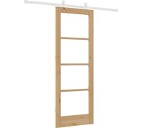Porte coulissante vidaXL, 73,5 x 198,5 cm, en bois massif de pin et en verre, finition naturelle