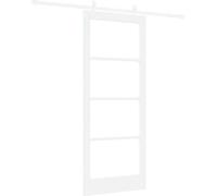 Porte coulissante vidaXL, 83 x 202 cm, en bois massif (pin) et verre, de couleur blanche