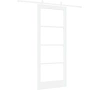 Porte coulissante vidaXL, 83 x 202 cm, en bois massif (pin) et verre, de couleur blanche