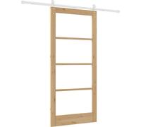 vidaXL Porte coulissante Nature 93 x 202 cm en pin massif et verre