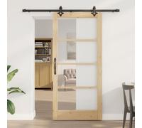 Porte Coulissante vidaXL avec Ensemble de Quincaillerie 'ORKDAL'Bois Massif & Verre, Porte Intérieure vidaXL avec Verre 'ORKDAL'93x202x4 cm Bois Massif en Pin